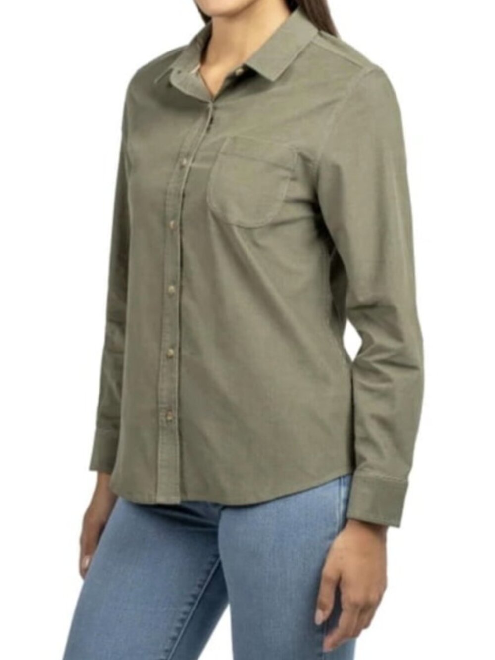 Jachs Girlfriend New York Women's Long Sleeve Mini Corduroy Button Up Shirt L